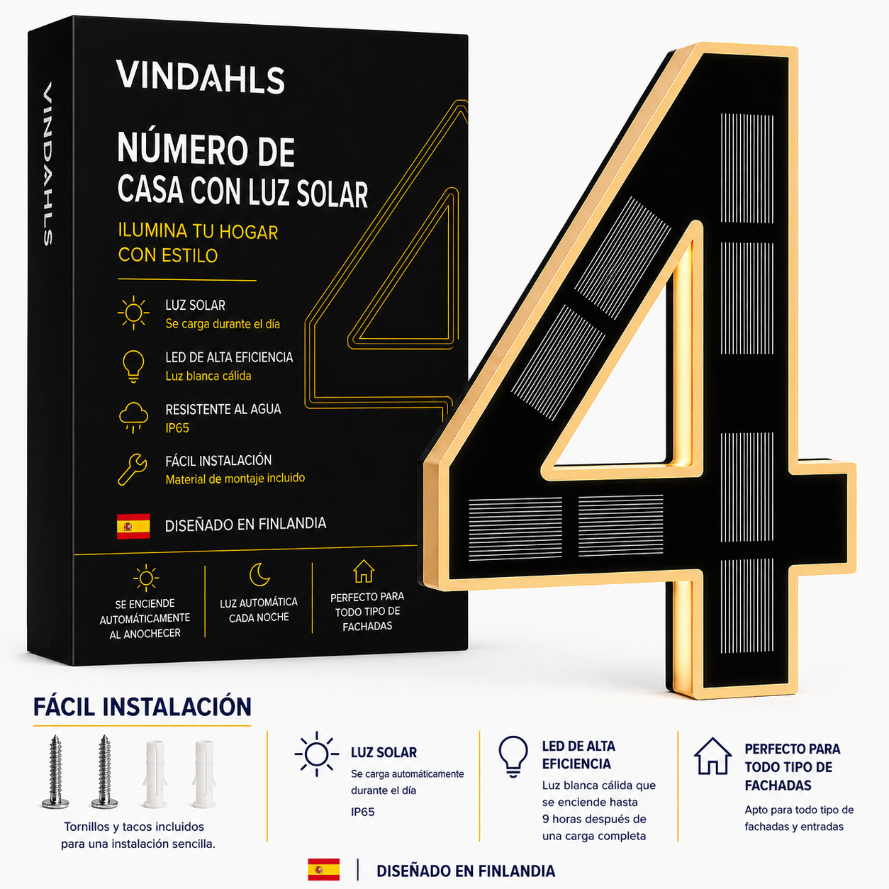 Vindahls Números de Casa | Iluminados y con Energía Solar
