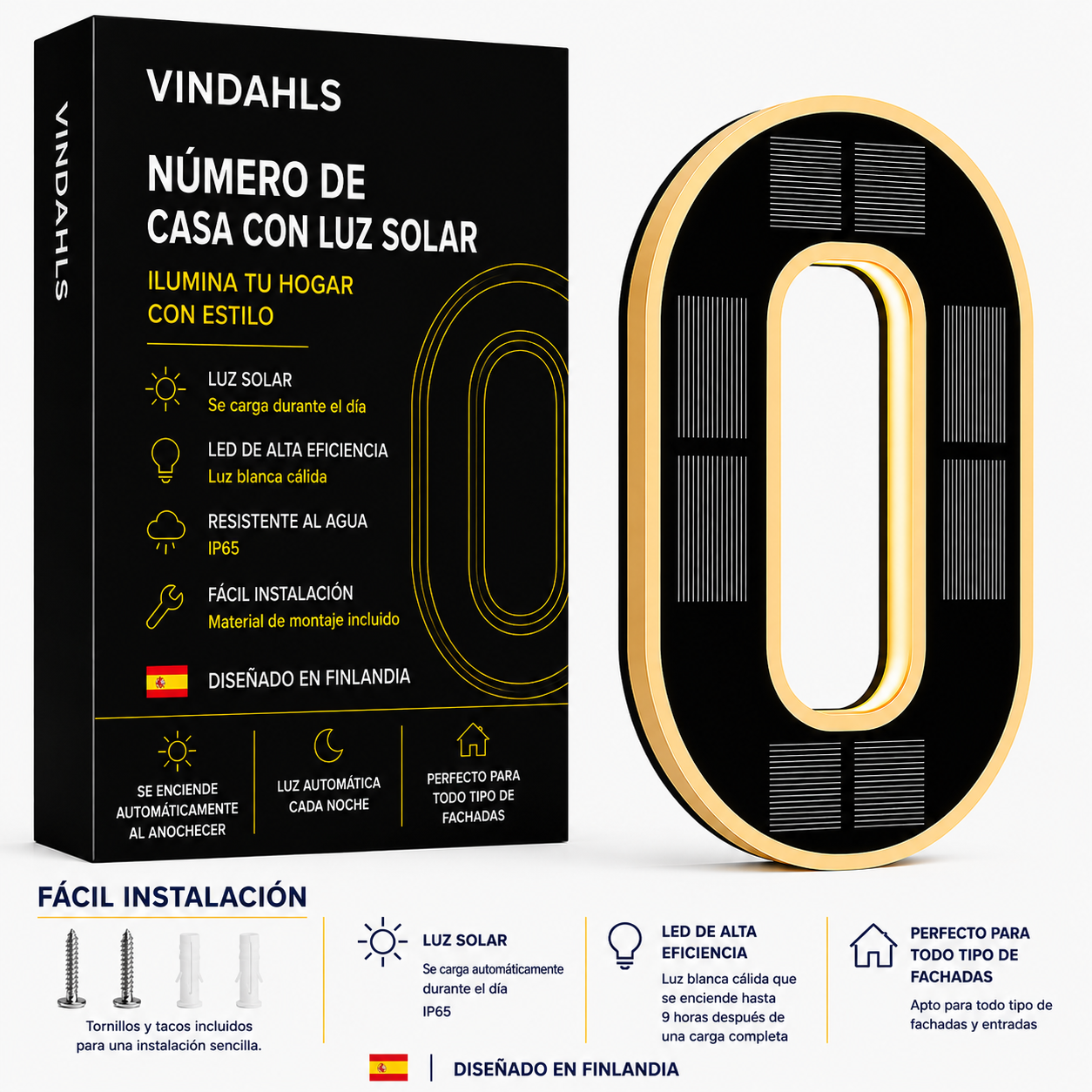 Vindahls Números de Casa | Iluminados y con Energía Solar