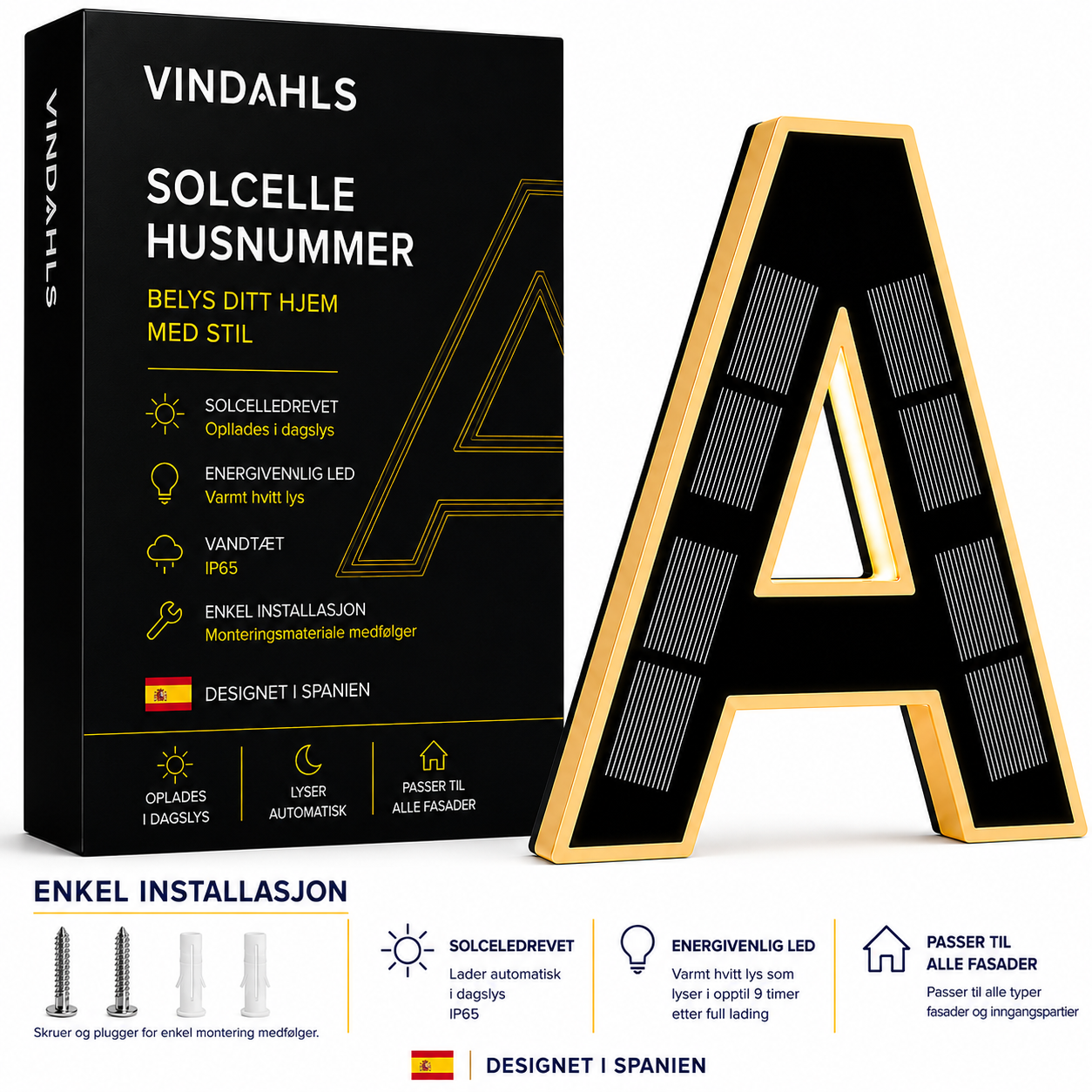 Vindahls Números de Casa | Iluminados y con Energía Solar