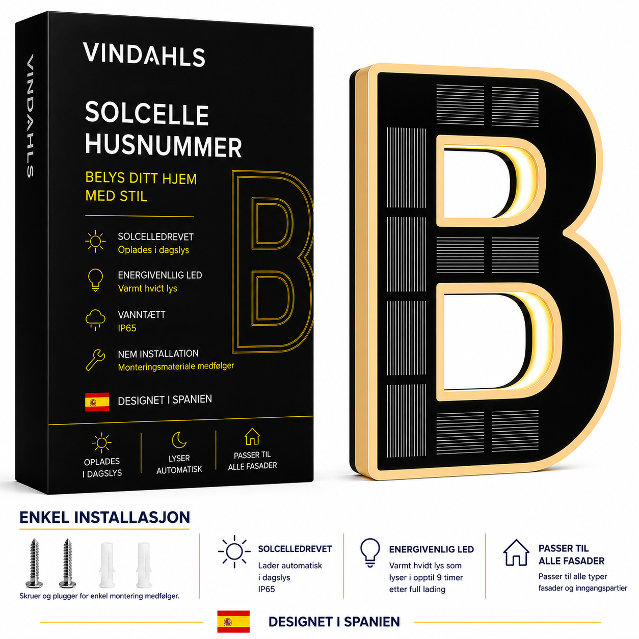 Vindahls Números de Casa | Iluminados y con Energía Solar