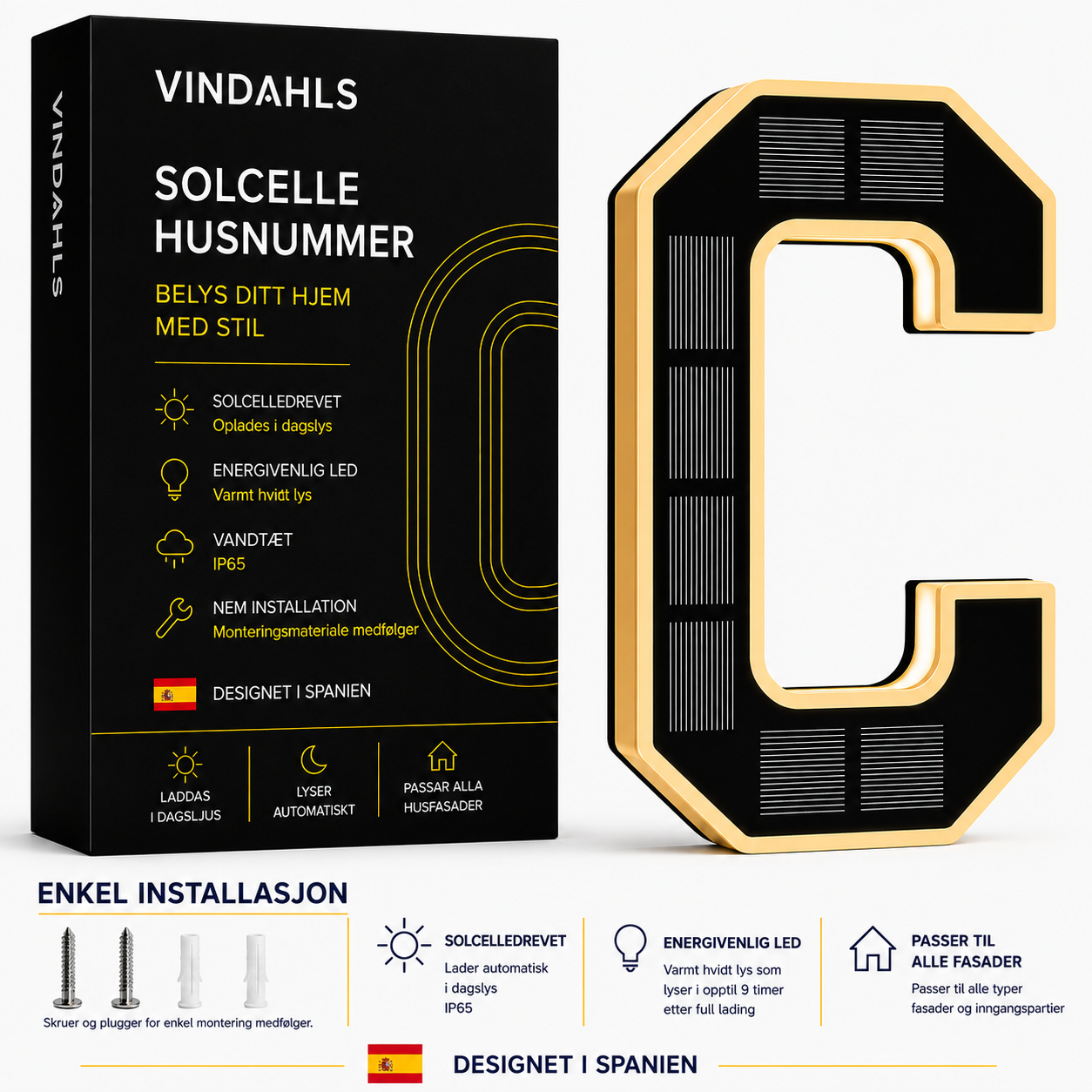 Vindahls Números de Casa | Iluminados y con Energía Solar