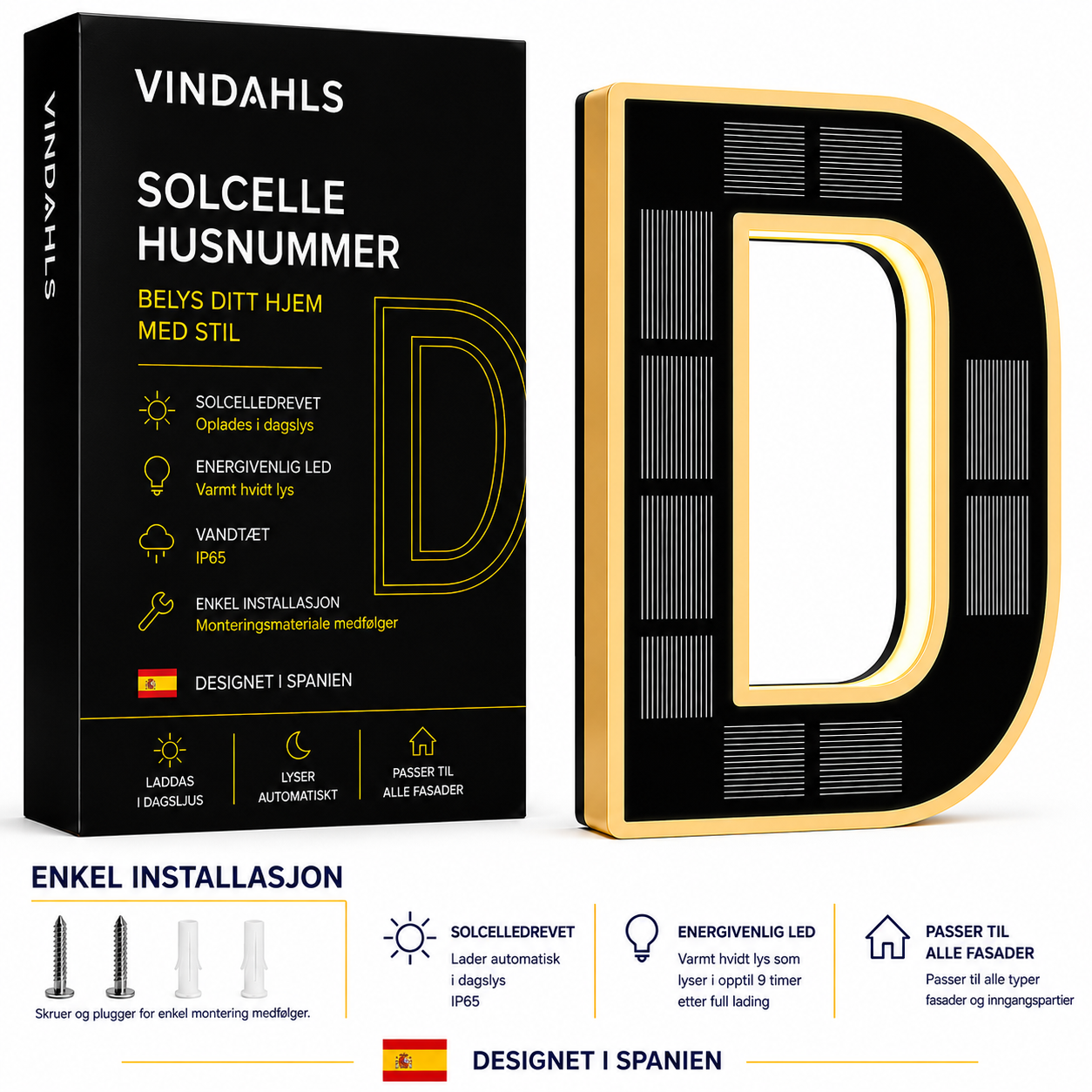 Vindahls Números de Casa | Iluminados y con Energía Solar