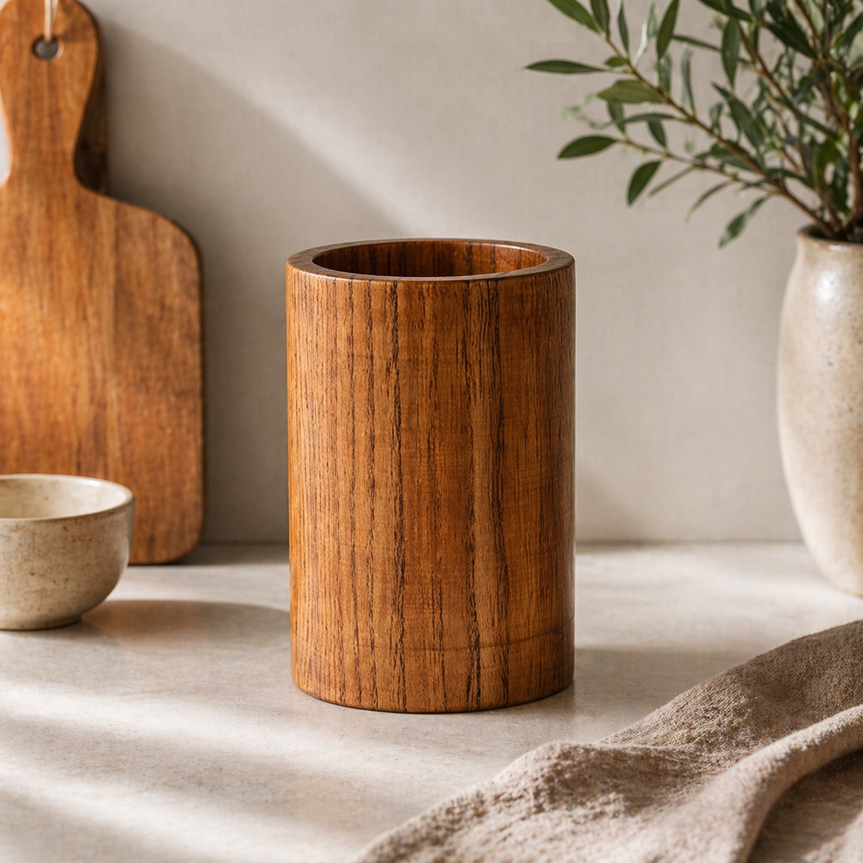 Soporte para Utensilios de Cocina en Nogal